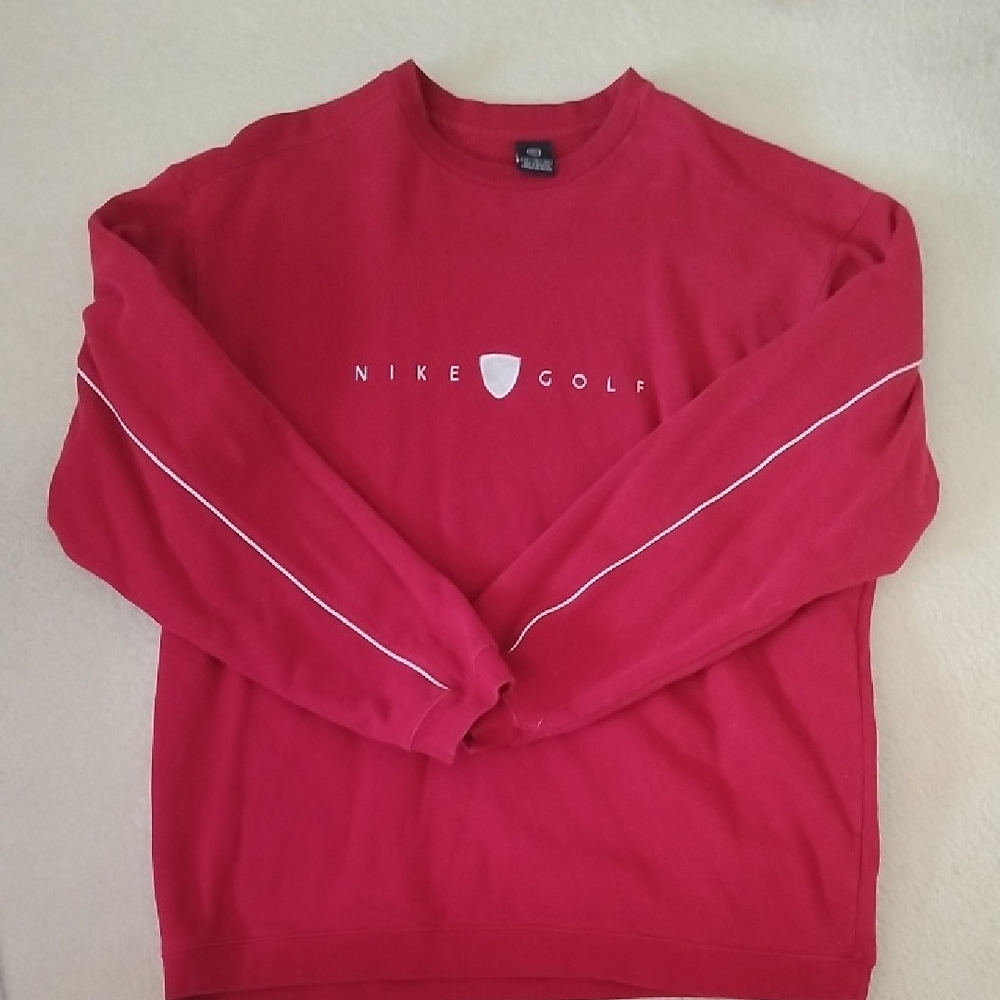 Nike Red Crewneck Sweater with White Piping